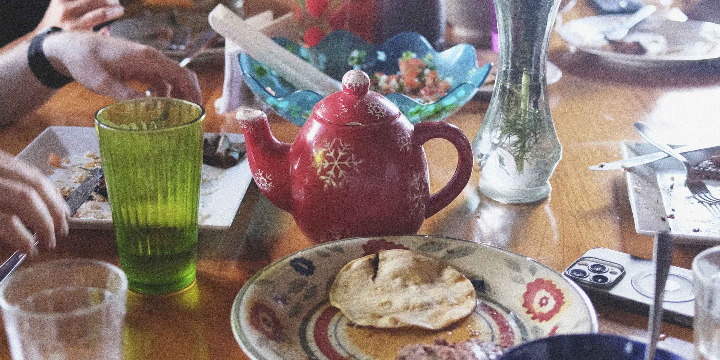 A meal prepared by a coffee farmer on a table